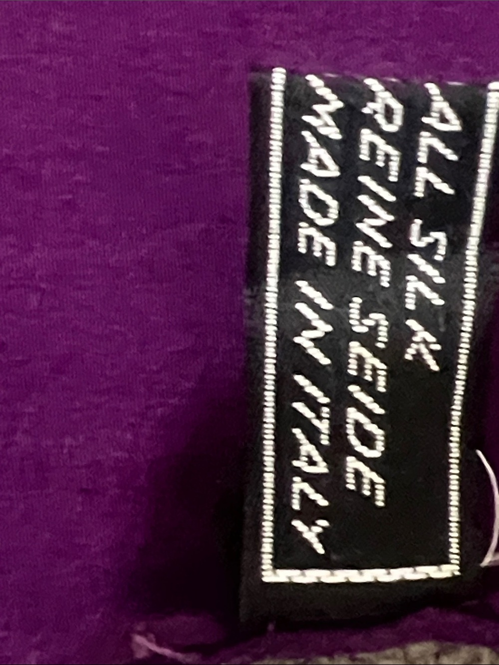 Balenciaga Purple and Gold Printed Silk Scarf. 100% silk - Picture 8 of 13